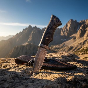 Cuchillo de Caza de Acero con Alto Contenido de Carbono de Grado Industrial UA Supplies, Hoja Fija Afilada, Punta Caída, 0.5mm de Grosor, Funda de Cuero, OEM - Product Image 3