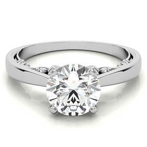 Elegant Solitaire Round Cut Moissanite Ring 14K Solid White Gold Vintage Filigree Gallery Ring <b>Unique</b> Engagement Ring <b>For</b> <b>Her</b> - Product Image 2