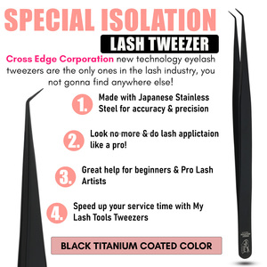 Extensions de cils tendances pince à épiler droite extensions de cils courbe pince à cils fibre poignée acier inoxydable pointe incurvée à 90 degrés - Product Image 2