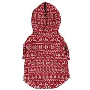 Christmas Red Cotton Classic Knit Hoodie for Dogs with Comfortable Winter Wear - Product Image 2