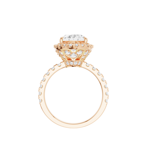Elegante Anillo de Diamantes con Halo Ovalado Dorado, Piedra Central de 2.9 Quilates y 57 Diamantes Laterales, Certificado IGI, Regalo de Lujo para Bodas y Fiestas - Product Image 3