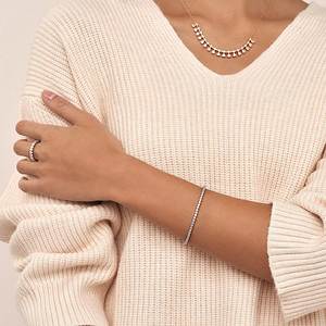 Bracelet tennis jaune, or rose, diamant de laboratoire, taille brillant rond, élastique, pour femme, cadeau d'anniversaire ou de mariage - Product Image 6