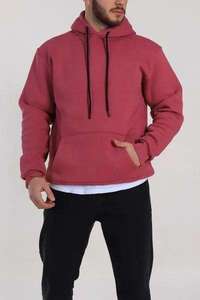 Sweat à capuche vintage rose pour homme, pull à manches longues de qualité supérieure, sweat-shirt décontracté en molleton avec poche kangourou, streetwear - Product Image 5