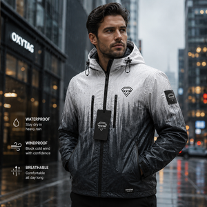 Custom Heat Reactive Fabric Jacket Waterproof Color <b>Changing</b> Thermal Outerwear Windproof Hooded Men <b>Coat</b> OEM Outdoor Sportswear - Product Image 3
