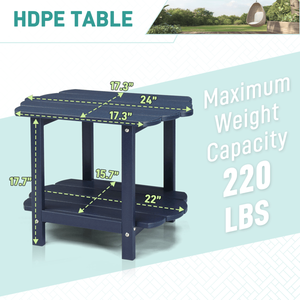 Navy Blue 2-Tier HDPE Adirondack <b>Side</b> <b>Table</b> Weather Resistant <b>Small</b> Outdoor Patio End <b>Table</b> - Product Image 5