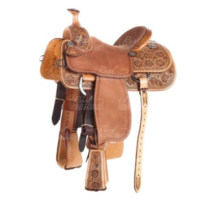Vente en gros de selles de cheval occidentales en cuir véritable de qualité supérieure, personnalisées, fabriquées à la main, équipement équestre OEM - Product Image 1