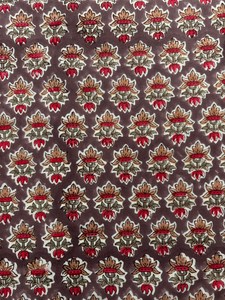 ผ้าฝ้ายพิมพ์ลายบล็อกสีน้ำตาล ลายดอกบูติ ผ้าฝ้ายทำมือจากอินเดีย ผ้าพิมพ์ลายแบบดั้งเดิมจากเมืองชัยปุระ - Product Image 2