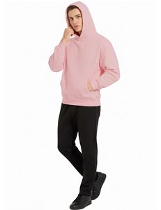 Sweat à capuche d'hiver rose bébé en molleton vierge 400 g/m² de haute qualité pour hommes, 100 % coton, option logo personnalisé imprimé - Product Image 6