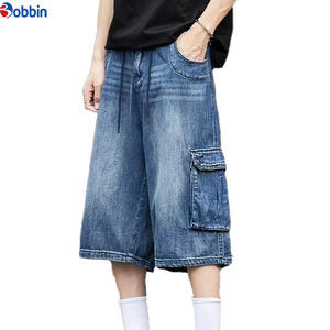 กางเกงยีนส์ขาสั้นทรงหลวมเอวกลางสไตล์ฮิปฮอปสตรีทแวร์วินเทจฟอกสีมีกระเป๋าหลายช่องสำหรับผู้ชายและผู้หญิงแฟชั่นฤดูร้อนแบรนด์ดัง - Product Image 1