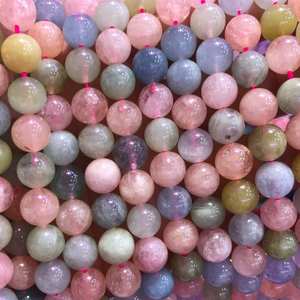Cuentas de cristal de morganita genuinas, cuentas redondas de piedra energética natural para la fabricación de joyas y manualidades DIY - Product Image 4