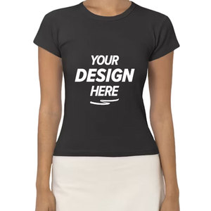 Camiseta Corta Personalizada para Mujer, Color Gris Carbón, con Gráfico Personalizado en la Parte Delantera, Corte Ajustado, Algodón, Manga Corta - Product Image 4