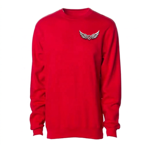 <b>Men's</b> <b>Red</b> Crew Neck Knitted Pullover <b>Sweatshirt</b> Regular Fit Casual Style Solid Color Long Sleeve Sweater - Product Image 2