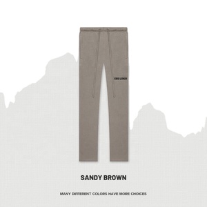 2024 Unisex Autumn Winter Dark Casual Lightweight French Terry Sweatpants Custom Logo High Elastic Waist <b>Drawstring</b> Pants - Product Image 3