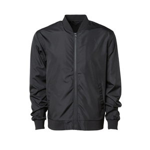 Wholesale <b>Black</b> Windproof Bomber Jacket Polyester Nylon <b>Windbreaker</b> Lightweight Zip Up Casual Outdoor Jacket OEM Manufacturer - Product Image 1