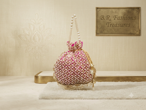 Sac de soirée élégant pour mariage, style seau, orné de perles, à motif floral et avec bandoulière - Product Image 2