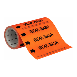 Etiqueta Flexible para Tuberías Industriales Brady Weak Wash Roll Form, para Líneas de Agua de Lavado - Product Image 1