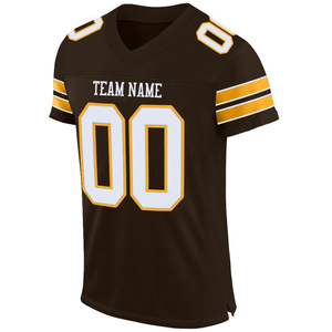 Maillot de football américain personnalisé pour homme, marron, en mesh, col en V, manches courtes, impression sublimée, respirant, 100% polyester, nom de l'équipe - Product Image 6