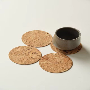 Hot New Eco-Friendly Cork Material Heat-Resistant <b>Round</b> Coaster Custom Logo Printed 100mm Diameter <b>Mats</b> & Pads - Product Image 2