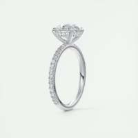 Bague de fiançailles solitaire avec diamant rond de laboratoire de 2,50 carats, sertie pavé 3/4 et halo caché en or blanc 14 carats