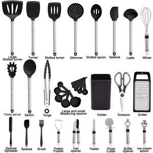 Set di 33 Utensili da Cucina in Silicone e Acciaio Inossidabile, Spatole e Cucchiai Antiaderenti, Accessori da Cucina - Product Image 2
