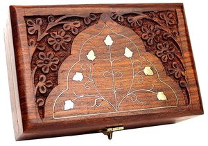 Handmade Wooden Jewelry Box for Women Hand Carved Jewel Organizer with Intricate Carvings 6 Inch Brown R Handicraft High Quality - Product Image 2