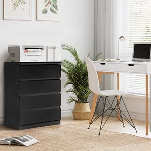 Comò in Quercia a 4 Cassetti Stile Antico, Mobile Semplice per Camera da Letto in Stile Rustico o Appartamento con Specchio Nero - Product Image 2