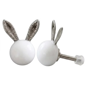 Modern White Rabbit Design Resin Brass Eco-Friendly Durable Handicraft Cabinet <b>Knobs</b> Drawer Pull Handles <b>Dresser</b> Easy - Product Image 1