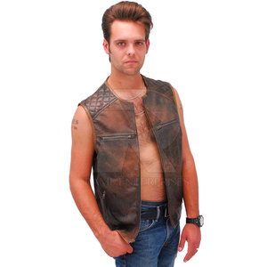 เสื้อกั๊กหนังแท้ไร้แขนกันลม สำหรับฤดูใบไม้ร่วงและฤดูหนาว เป็นมิตรต่อสิ่งแวดล้อม คุณภาพดีที่สุด ผลิตในประเทศปากีสถาน - Product Image 3