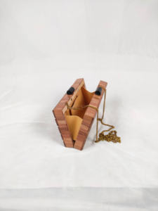 Bolso de mano de madera ecológico hecho a mano bolso de noche con forro de satén con patrón geométrico directo de la India - Product Image 6