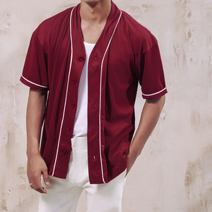 New Fashion Custom Baseball Jersey Breathable 100% Organic Cotton Short Sleeve Silk Screen Printed V-neck Quick Dry - Product Image 1