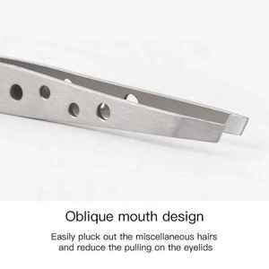 แหนบดึงขนคิ้วปลายเฉียง 9 รู ดีไซน์สวยงาม ผลิตจากสแตนเลส รับผลิตแบรนด์ส่วนตัว แหนบแต่งหน้า แหนบดึงขนบนใบหน้า - Product Image 3
