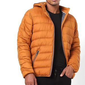 <b>Winter</b> Warm 100% Nylon Canvas Puffer <b>Jacket</b> Men Women OEM Custom Cotton Filled with Zipper Front Logo Hooded Stand Collar - Product Image 1