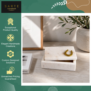 Nouveauté, boîte à bijoux de luxe en marbre sculpté artisanal de haute qualité, fabriqué en Inde, organisateur de rangement pour bagues et boucles d'oreilles - Product Image 3