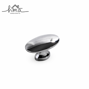 Silver oval cabinet <b>knob</b> smooth metal drawer handle modern round base furniture hardware polished finish cupboard <b>knob</b> - Product Image 1