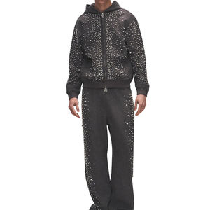 Ensemble de survêtement à capuche pour <span class=keywords><strong>homme</strong></span> avec motif à pois en sequins, tricoté en polyester, tenue streetwear d'hiver - Product Image 5