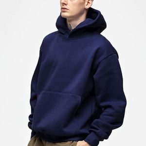 Custom Logo Men Regular Fit Hoodie High Quality Streetwear <b>Thick</b> <b>Fleece</b> Sport Pullover 100% Cotton Breathable Quick Dry Pocket - Product Image 1