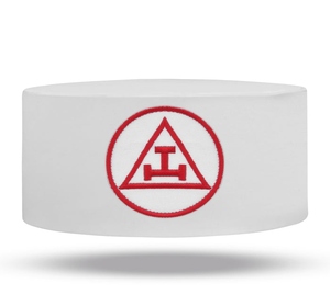 Gorra de Capítulo del Arco Real Blanca y Roja con Triple Tau Bordado a Máquina, Regalia Masónica, Sombrero de Oficial Ceremonial, Tocado del Arco Real - Product Image 3