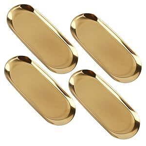 Golden Trinket Trays Stainless Steels, 23x9cm | Jewelry Organizer TraysNeat Storage for Rings and Toiletries - Product Image 1