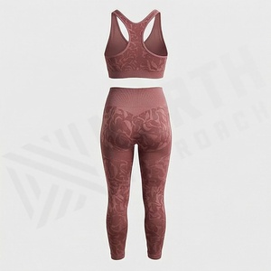 Ensembles de yoga grande taille pour femmes, deux pièces en dentelle avec ceinture en strass, couleur unie personnalisable, vêtements de sport et de fitness - Product Image 2