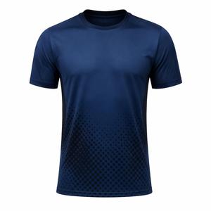 Camiseta de Manga Corta Azul Marino para Hombre, Cuello Redondo, Corte Regular, Diseño de Puntos, Color Degradado, Estilo Deportivo, Tejido de Punto, Secado Rápido - Product Image 1