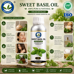 Huile Essentielle de Basilic Pure Naturelle Ocimum Basilicum Distillée à la Vapeur - Qualité Cosmétique - Fournisseur en Gros B2B en Vrac Inde - Product Image 5