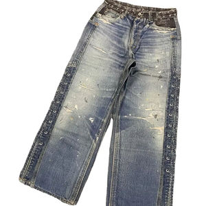 Pantalon en jean ample pour homme, style Y2K, avec broderie de patchs, chaîne métallique et impression numérique - Product Image 1