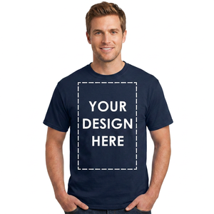 <b>Men's</b> <b>Navy</b> <b>Blue</b> Short Sleeve O-Neck Regular Fit 100% Cotton Casual <b>T</b>-<b>Shirt</b> With Custom Front Print Design - Product Image 4