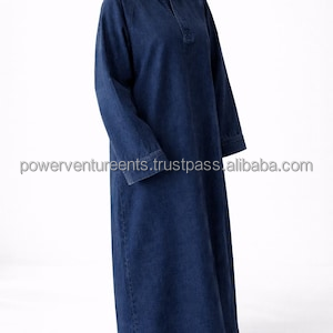 Abaya de Mezclilla a la Moda con Cinturón, Vestido Largo para Mujer, Ropa Moderna y Elegante, Tela Suave, Atuendo Casual y con Estilo - Product Image 4
