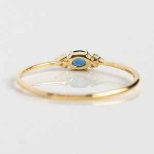 <b>Blue</b> <b>Sapphire</b> Ring <b>Sapphire</b> Stacking Ring 925 Sterling Silver 14K Gold Plated Oval Cut Dainty Ring - Product Image 2