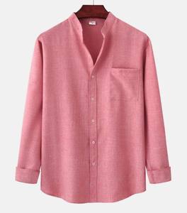 Camisa de Hombre de Manga Larga con un Solo Botón, Transpirable, Antiarrugas, de Color Sólido, 100% Algodón, Estilo Casual para Otoño - Product Image 4