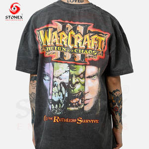 Camisetas 100% algodón para hombre, camiseta gráfica de mezclilla con efecto desgastado de inspiración vintage, corte holgado, peso pesado, talla grande para hombre - Product Image 2