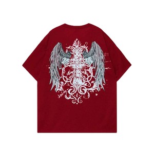 Camisetas de Algodón Rojas para Hombre, Diseño Minimalista Cruzado, Talla Grande, 300GSM, Estilo Urbano, Logotipo Personalizado, Tela Suave, Camisetas Casuales - Product Image 1