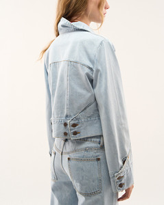 Top Selling Womens <b>Denim</b> <b>Jacket</b> Light Wash Patch Sleeve Jean Coat Casual Fall Fashion Outerwear <b>Cropped</b> <b>Denim</b> <b>Jacket</b> - Product Image 4