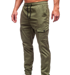 Men's Cotton Cargo Pants Breathable Casual Hip Hop Multi <b>Pocket</b> Full Length <b>Trousers</b> - Product Image 2